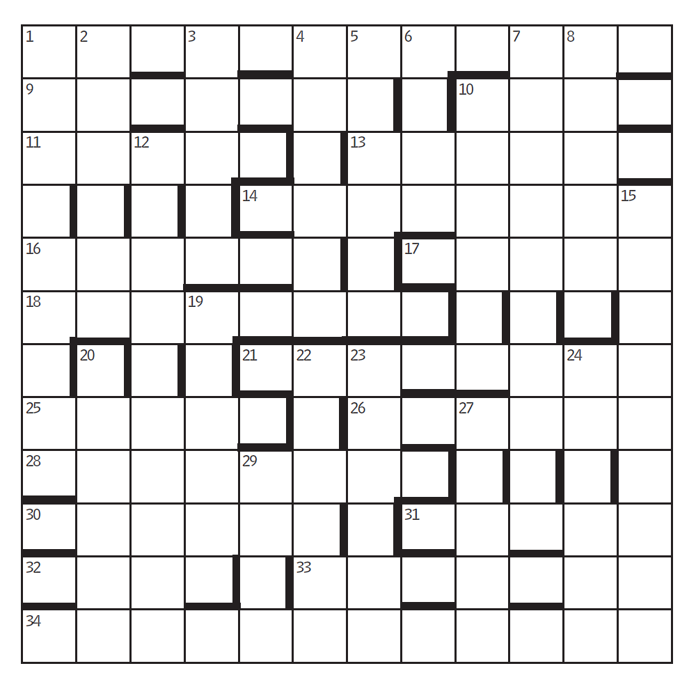Image of a barred grid crossword puzzle