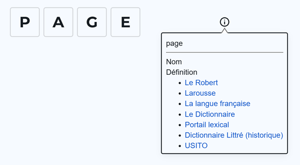Symbole d'information avec fenêtre contextuelle