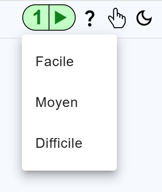 Capture d'écran du menu déroulant de l'indicateur de niveau situé dans la barre d'outils