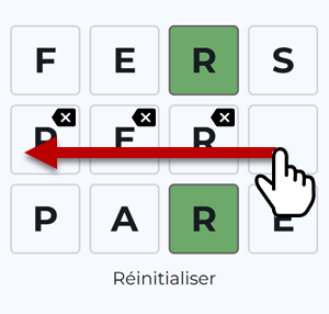 Illustration of clearing a word by swiping left