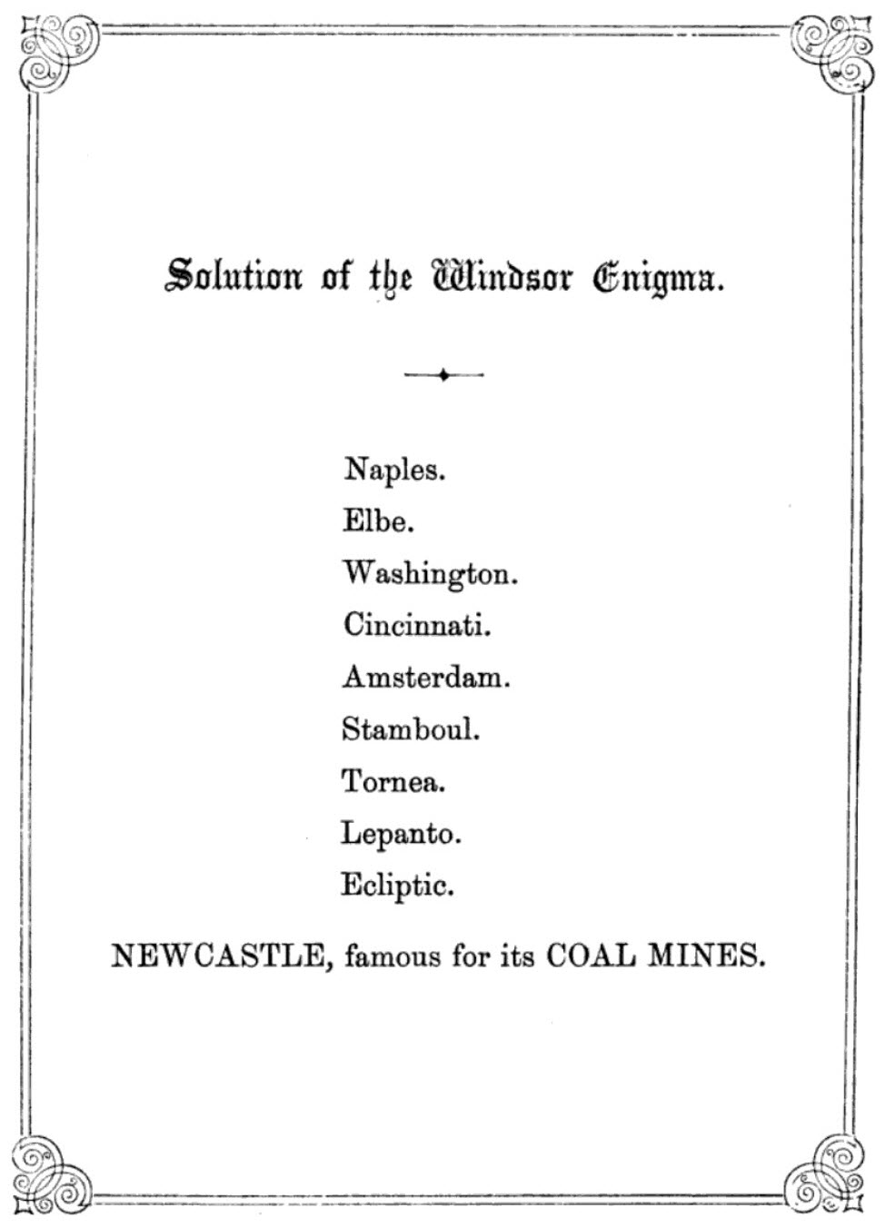 The Solution to the Windsor Enigma